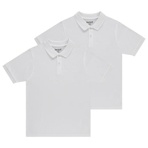 Sezzit Boys Polo 2-Pack: Premium Comfort and Timeless Style - School, Play, Church, Birthdays -White