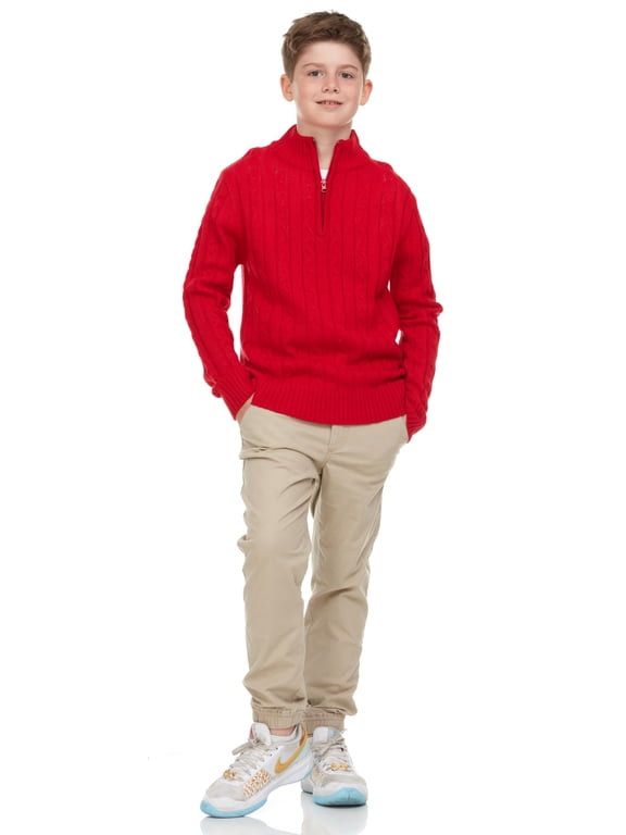 Boys Quarter Zip Cable Knit Sweater – Warm Pullover for School, Holidays, Fall & Winter