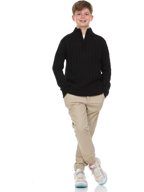 Boys Quarter Zip Cable Knit Sweater – Warm Pullover for School, Holidays, Fall & Winter