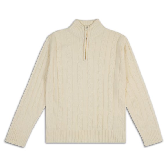 Sezzit Boys Quarter Zip Cable Knit Sweater – Warm Pullover for School, Holidays, Fall & Winter