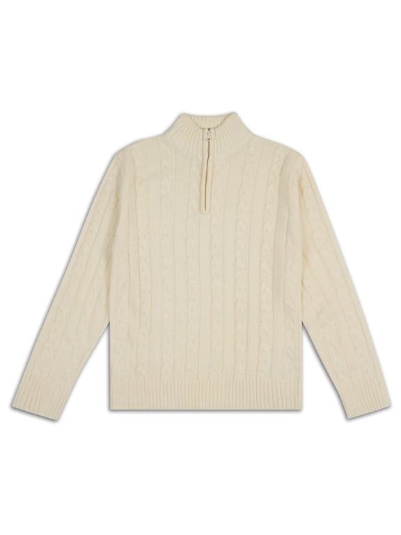 Boys Quarter Zip Cable Knit Sweater – Warm Pullover for School, Holidays, Fall & Winter