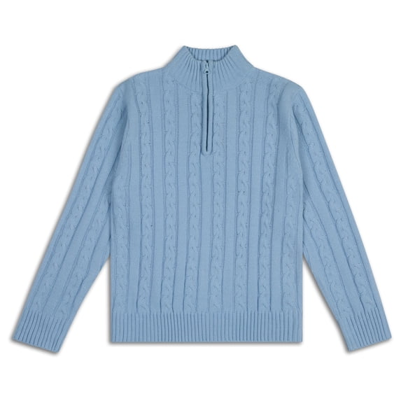 Sezzit Boys Quarter Zip Cable Knit Sweater – Warm Pullover for School, Holidays, Fall & Winter