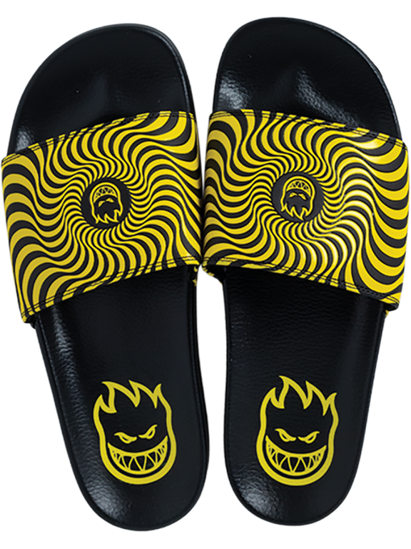 Sf Bighead Swirl Slide Sandal 8 Blk/Yel