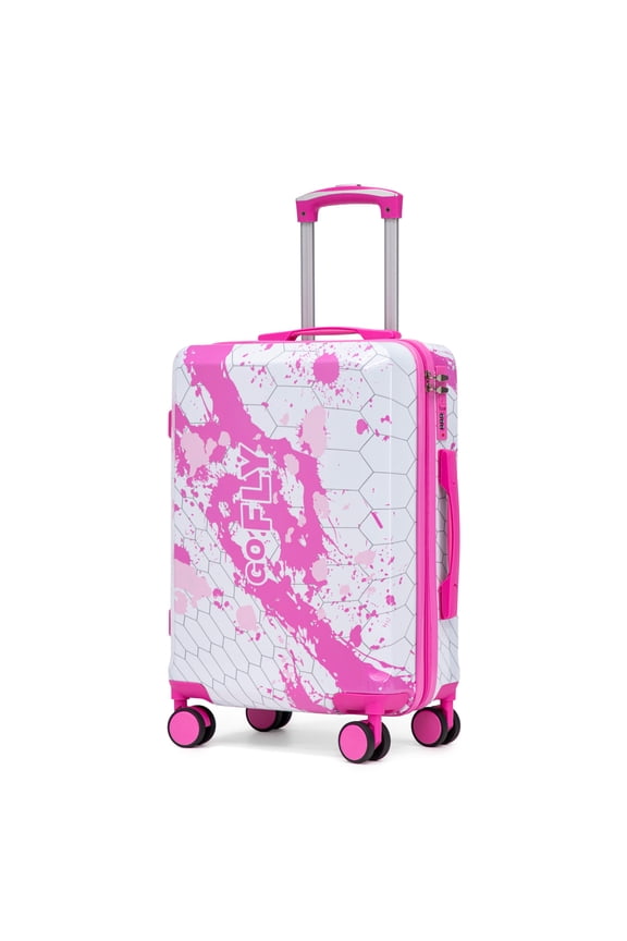 20 Inch Hardside PC Carry On Luggage, Spinner Wheel Suitcase with Lock, Black (Pink)