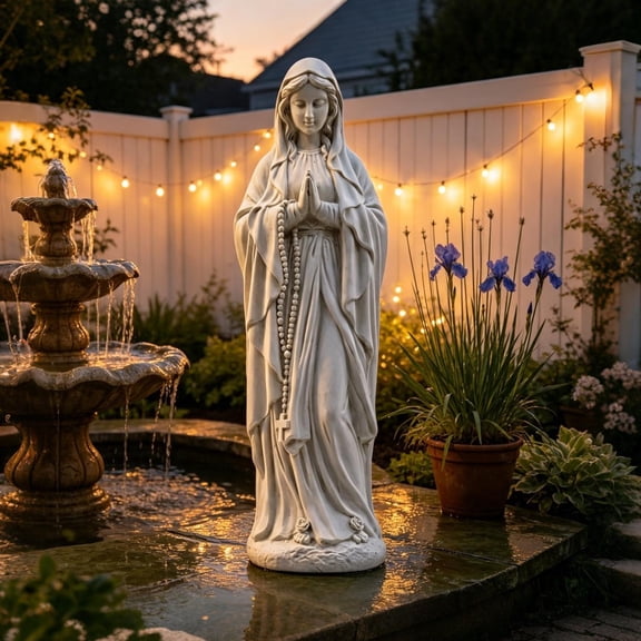 Sfirey Virgin Mary Garden Statue 29.9 Inch, Magnesia Religious Outdoor Sculpture Yard Decor