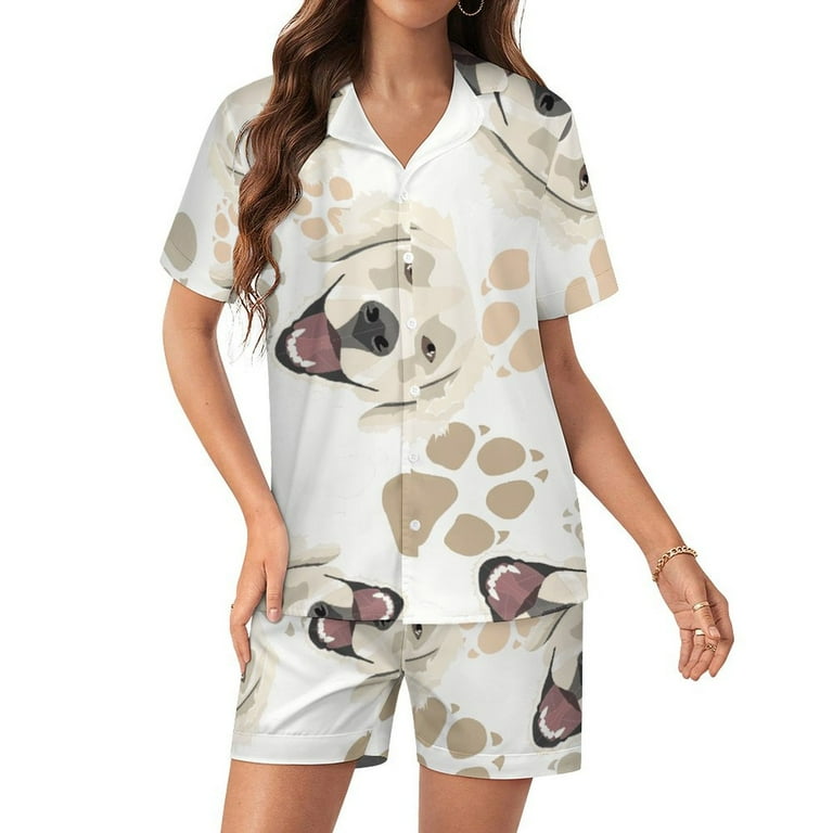 2 Piece Golden Retriever & Paws Long Tee Pajama Set 2 Piece Golden Retriever & Paws Long Tee Pajama Set