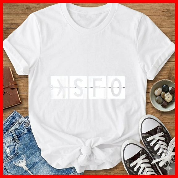 Sfo San Francisco California Airport Code Minimalist Typography Unisex T-Shirt (1), up to size 5XL