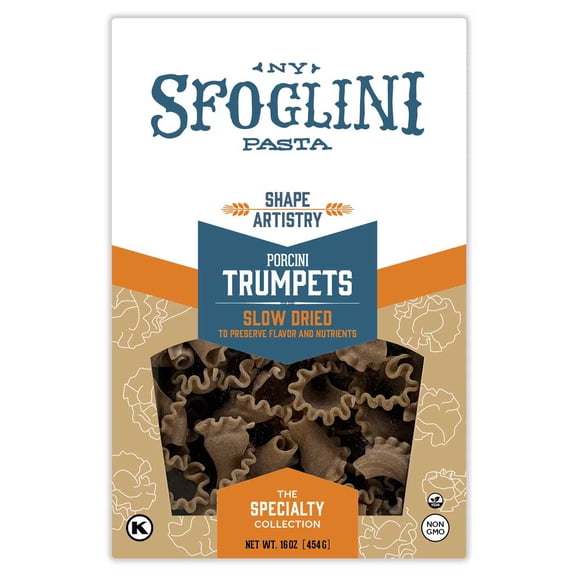 Sfoglini Organic Porcini Trumpets Pasta, Earthy Mushroom, 4 Count, 16 Oz