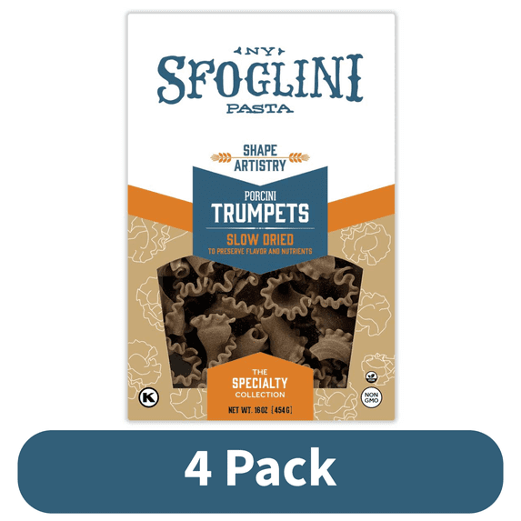 Sfoglini Organic Porcini Trumpets Pasta, Earthy Mushroom, 4 Count, 16 Oz