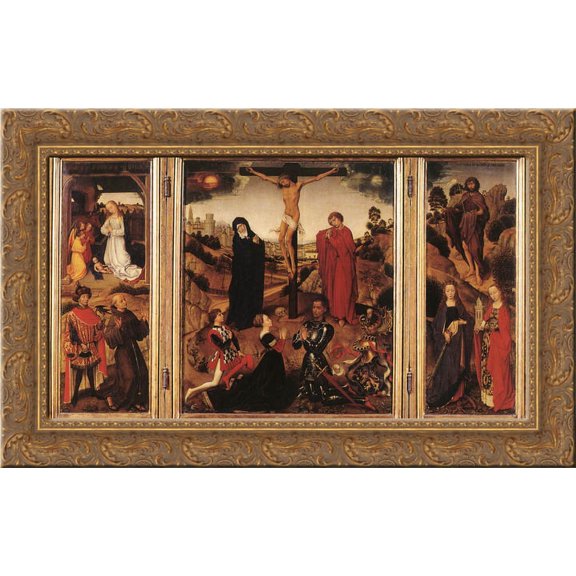Sforza Triptych 24x16 Gold Ornate Wood Framed Canvas Art by Rogier van der Weyden