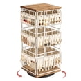 thumbnail image 1 of Sfugno 360 Rotating Earring Display Stands for Selling, Earring Rack Display Holder Stand,Jewelry Display for Vendors Selling Earring Cards,White+Brown, 1 of 8