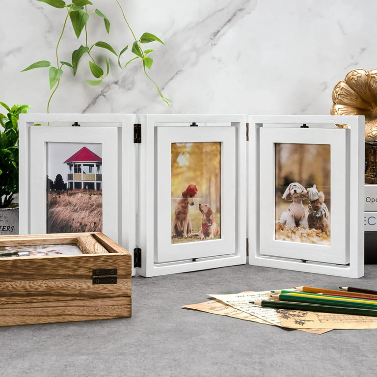 4X6 Picture Frames (3 Pack, White) Rustic Photo Frame Set with High  Definition G
