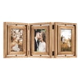thumbnail image 1 of Sfugno 4x6 Picture Frame,Tabletop Rustic Wood Hinged Folding Triple Picture Frames Collage, Double-Sided Display Rotatable High Definition Glass Photo Frame,Brown, 1 of 8