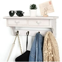 Sfugno Coat Hooks Wall Mounted, Rustic Wood Coat Rack Wall Mount Shelf with Hooks, Farmhouse Wall Coat Rack with Shelf & Coat Hook