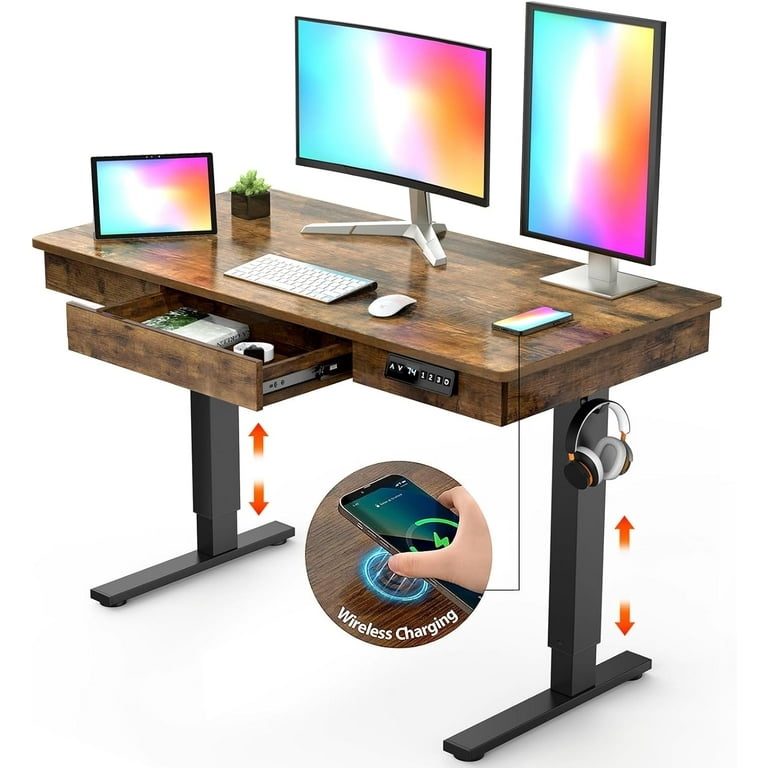 Sfugno Electric Standing Desk with Stoarge, Height Sfugno Electric Standing Desk with Stoarge, Height
