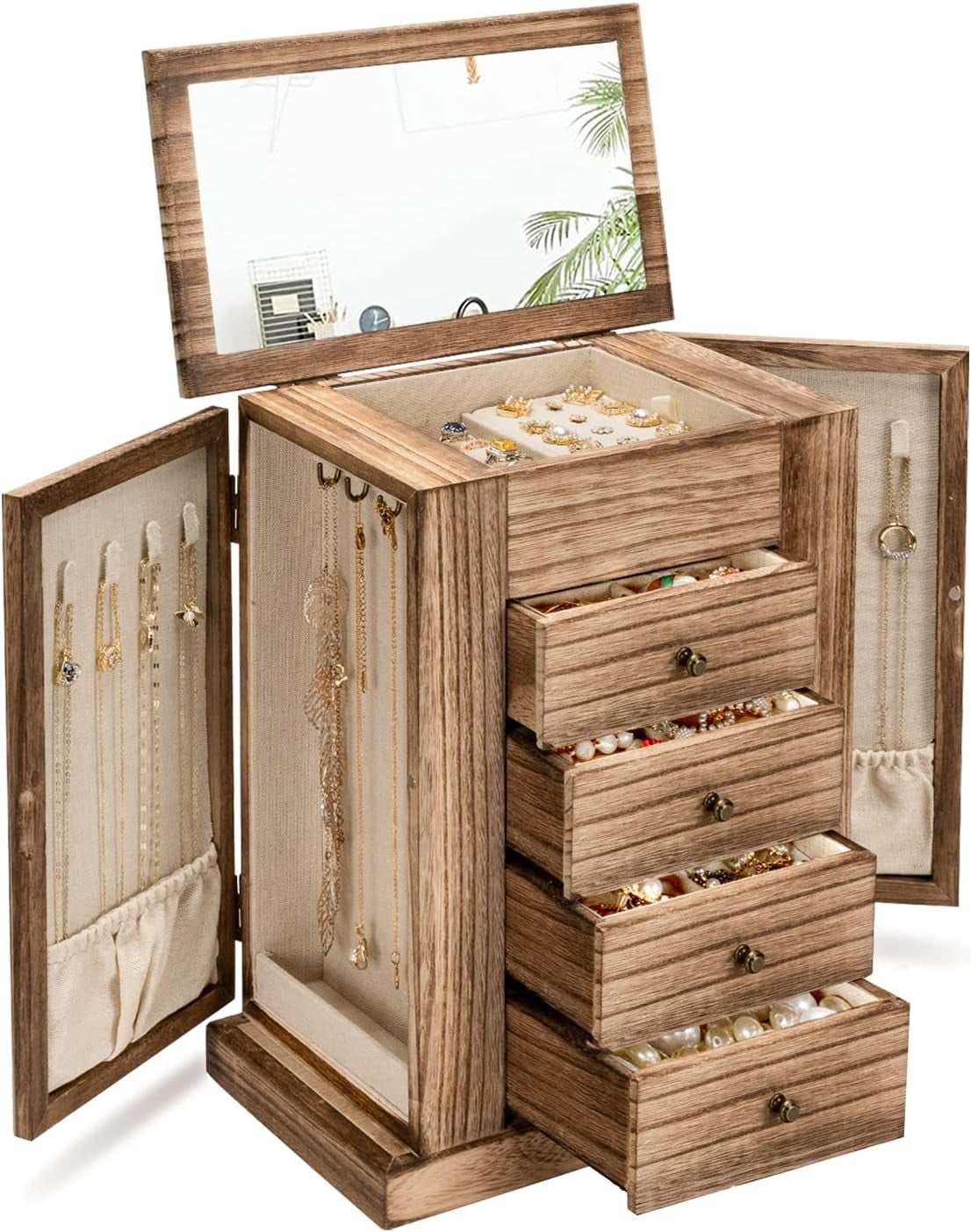 Buy Wholesale China Jewelry Box For Women, Rustic Wooden Jewelry Organizer  Box For Storage Earrings Rings Necklace Bracelet, Farmhouse Style Wood Jewe  & Wood Jewelry Box For Women at USD 8.2