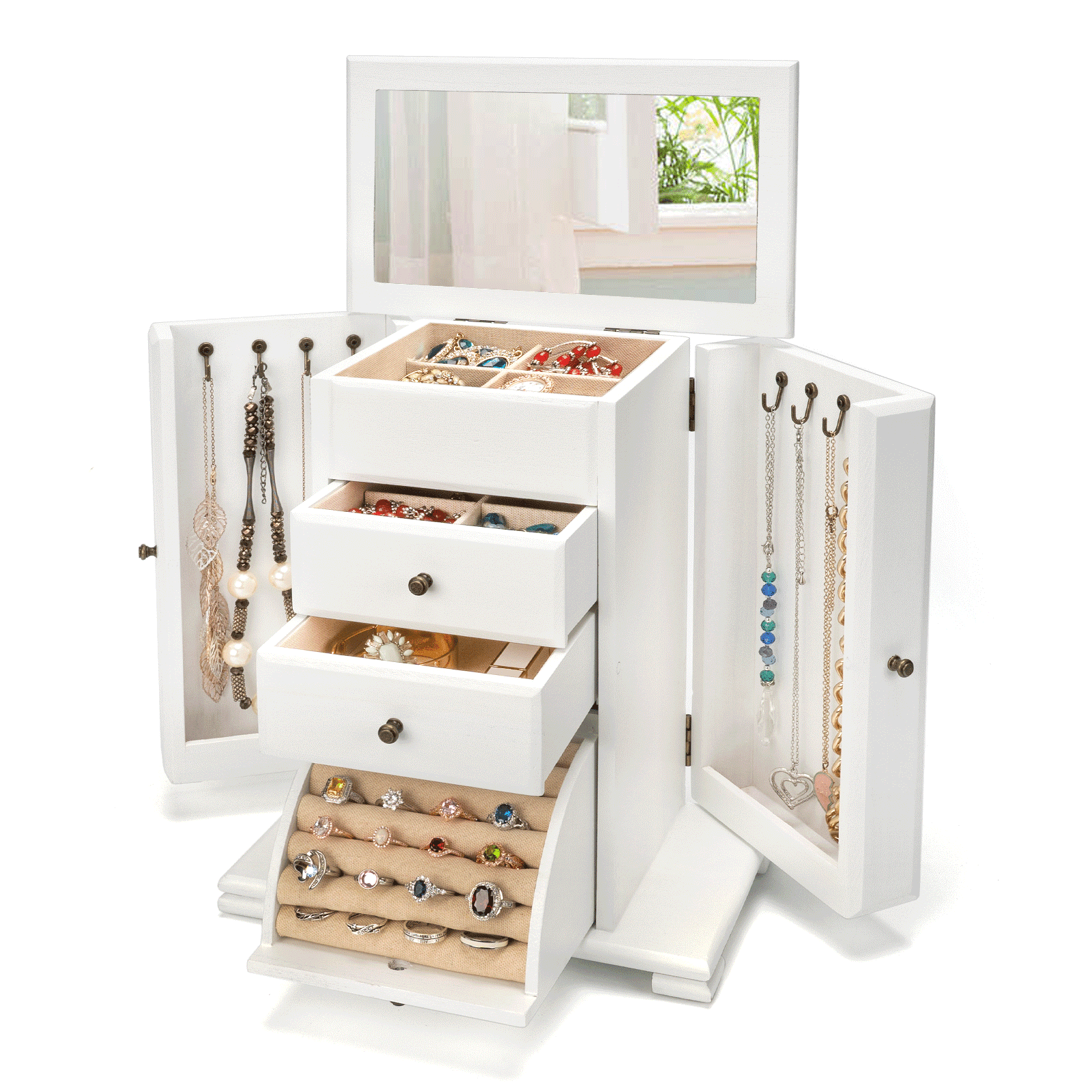 Poyilooo Jewelry Box Organizer, Large Jewelry Boxes for Women, Great  Storage Earring Organizer Display for Necklace Earring Ring Bracelet,  Rustic Wood