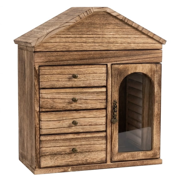 Sfugno Jewelry Box for Women, Rustic Wooden Jewelry Organizer Box for Storage Earrings Rings Necklace Bracelet, Farmhouse Style Wood Jewelry Boxes & Organizers