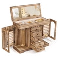 thumbnail image 1 of Sfugno Jewelry Box for Women Girls, Wooden Jewelry Organizer Box with Mirror, 5 Layer Jewelry Storage Case,Rustic Brown, 1 of 12