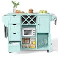 thumbnail image 1 of Sfugno Large Kitchen Island on Wheels, Mobile Kitchen Island Cart with 4 Drawers, Wine Bar Rack, Spice Rack and Storage Cabinets for Kitchen Dining Room,Light Blue, 1 of 9