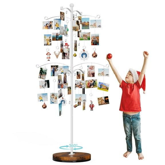 Sfugno Metal Photo Display Tree, 90 Clips Holder for 4x6, 5x7 Picture Frames Hanging & Gift Card Display, Versatile Home Decor for Family Collage Frame, White