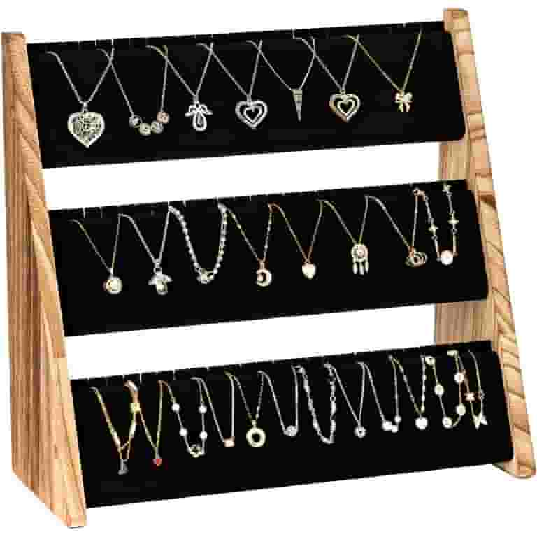 Sfugno Tier Necklace Holder, Jewelry Organizer Stand with Velvet
