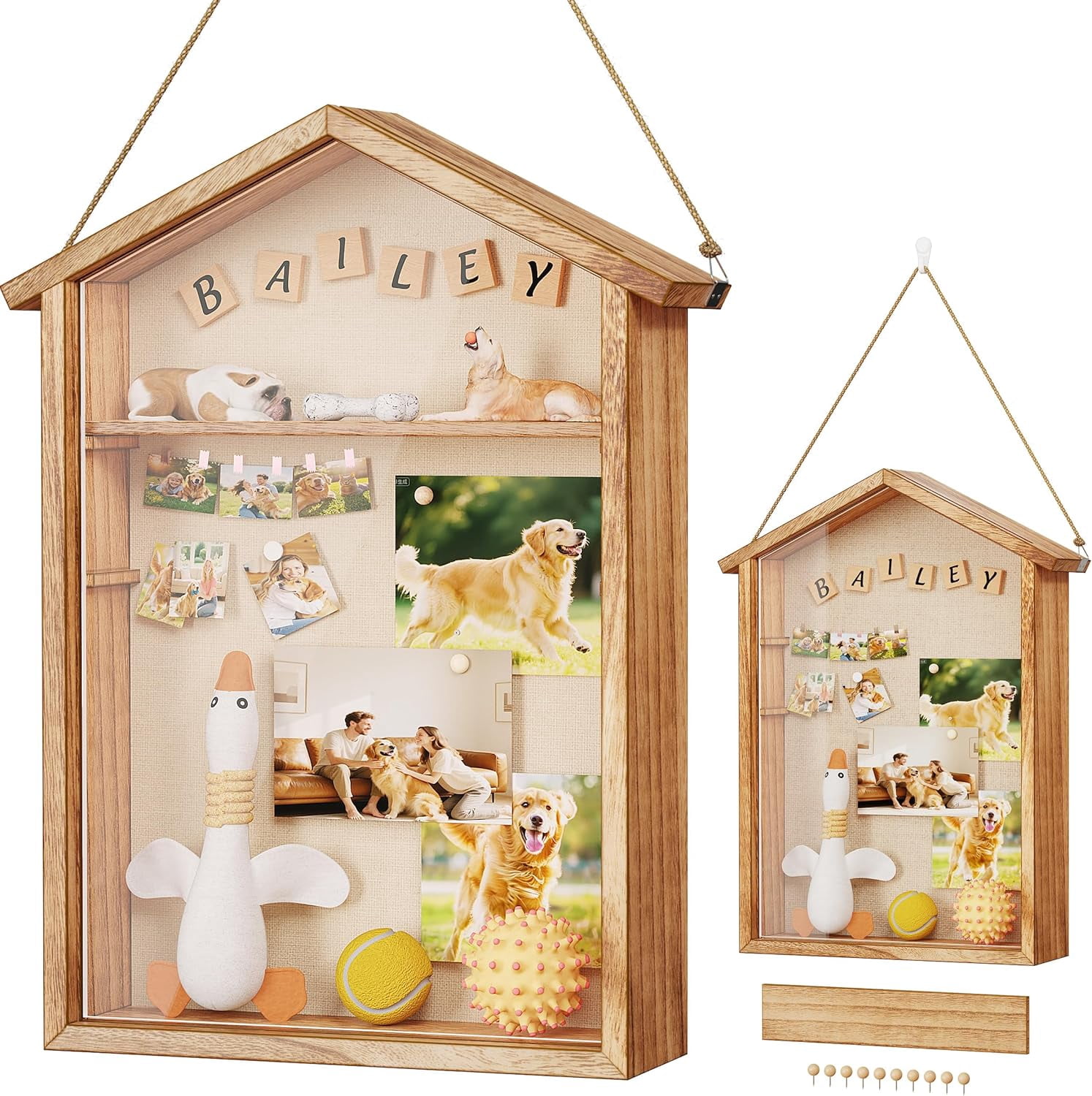 Shadow Box Frame, Large Display Cases, Rustic Burnt Memory Box for Flower Pressing, Seashell Display Box, Pet Memorial, DIY Picture Frames