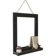 Sfugno Wall Mirror with Shelf, 20 x 16 inch Wall Mirror Hanging for Bathroom, Vanity, Bedroom, Entryway, Living Room(Black)
