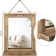 Sfugno Wall Mirror with Shelf, 20 x 16 inch Wall Mirror Hanging for Bathroom, Vanity, Bedroom, Entryway, Living Room(Rustic Brown)
