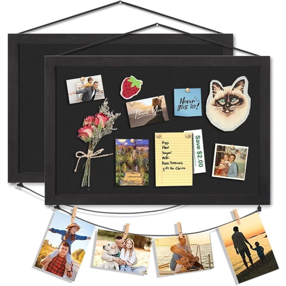 Sfugno Wood Board Bulletin Board, 16 "x11 " Gray Linen Cork Boards for Walls with White FramePin Board Vision Board for Home Kitchen School Office Decor,2-Pack