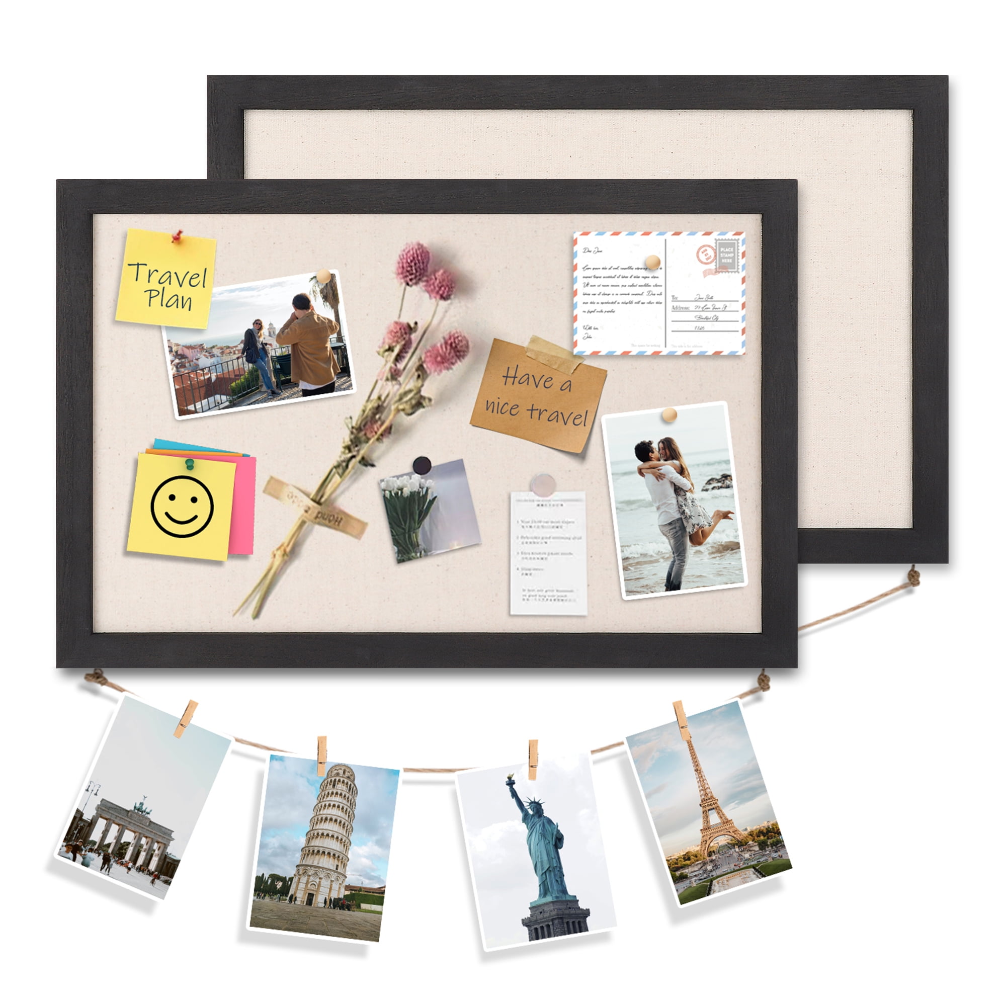 Sfugno Wood Board Bulletin Board, 16 "x11 " Gray Linen Cork Boards for