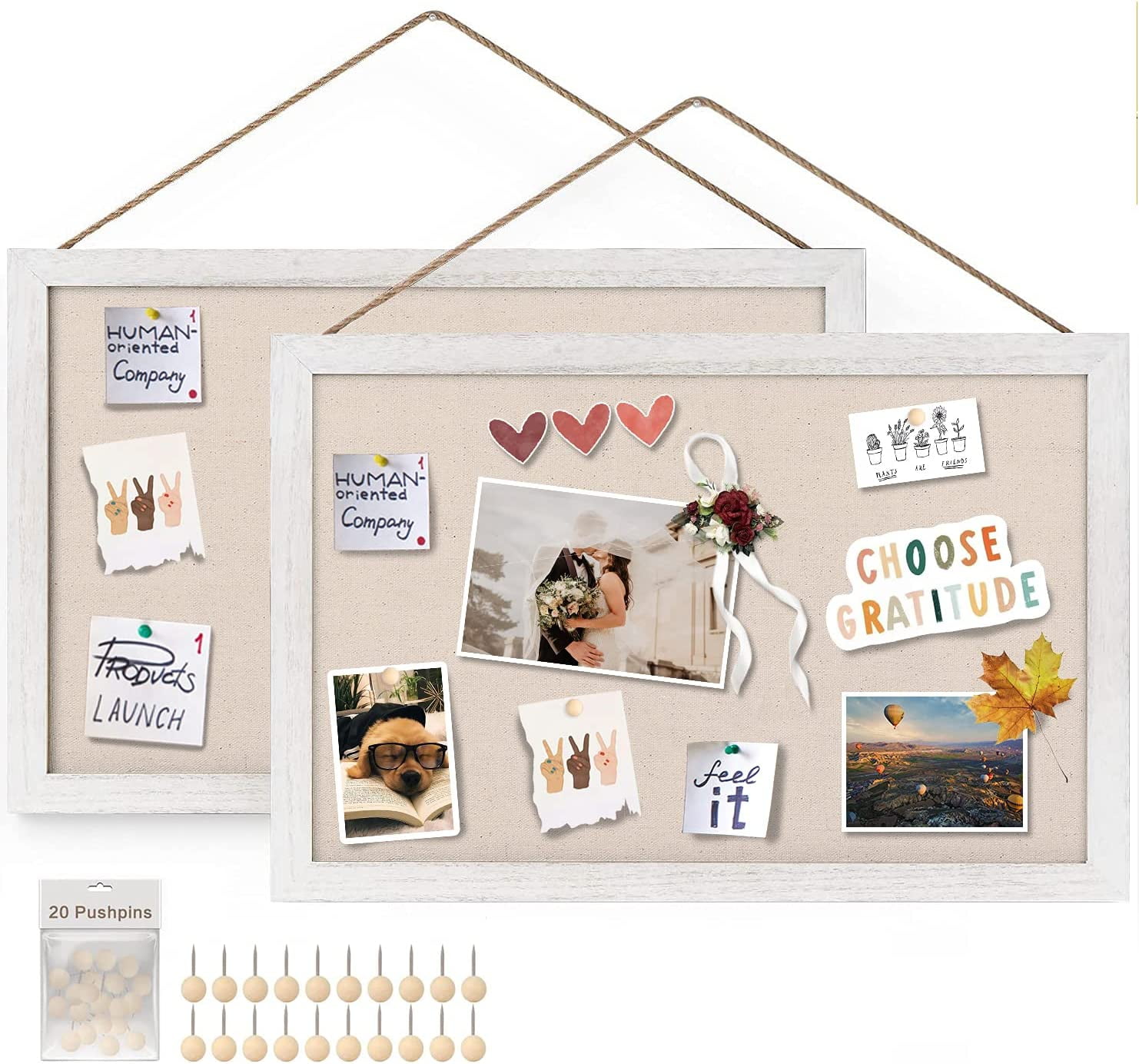 Walmart discount codes: Sfugno Wood Bulletin Boards, 2-Pack Linen Wall Pin Board, Decorative Hanging Frame Cork Board for Home, Kitchen, Office