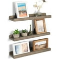thumbnail image 1 of Sfugno Wood Picture Ledge Shelf, Rustic Floating Wall Shelves Set of 3 for Storage,Gray, 1 of 7