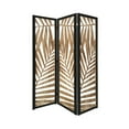 thumbnail image 1 of Sg-363 Tropical Leaf Design 3 Panel Papete Screen Room Divider - Brown, 1 of 4