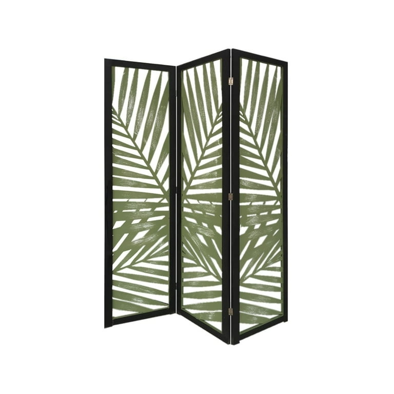 3 Panel Green Room Divider With Tropical Leaf 3 Panel Green Room Divider With Tropical Leaf
