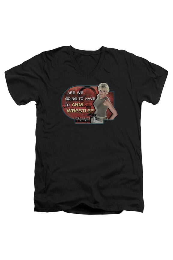 Sg1 Arm Wrestle Adult V-Neck T-Shirt Black