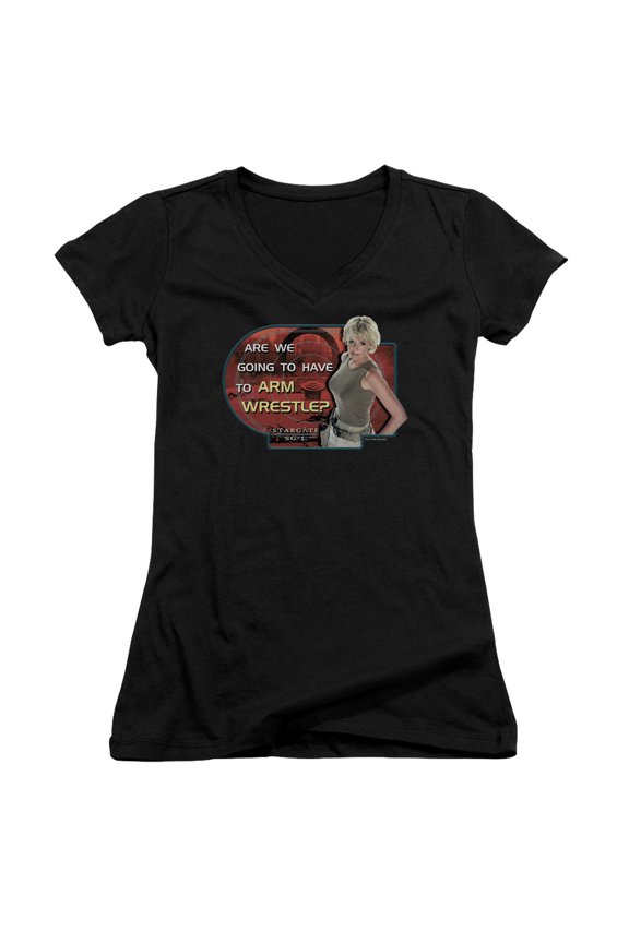 Sg1 Arm Wrestle Junior Women's V-Neck T-Shirt Black