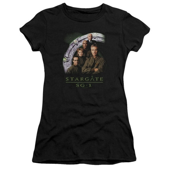 Sg1 Cast Stacked Junior Women's T-Shirt Sheer Black