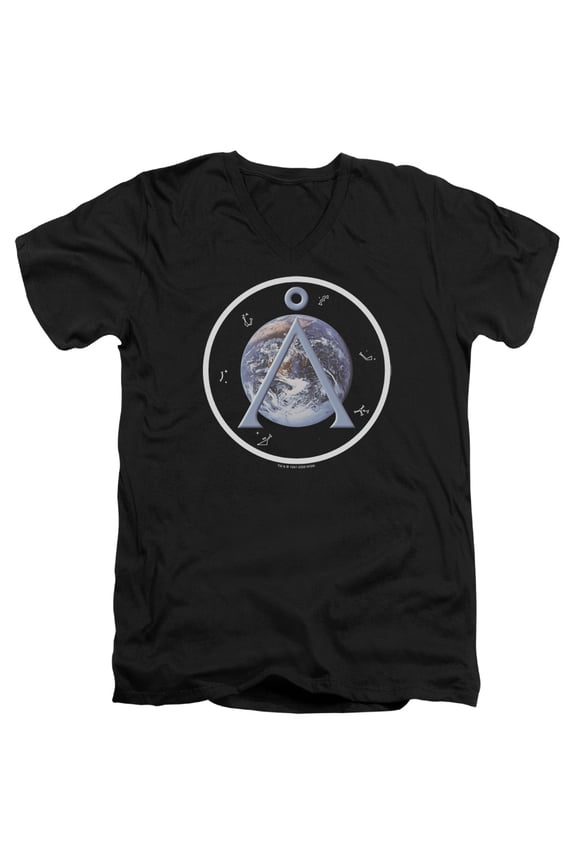 Sg1 Earth Emblem Adult V-Neck T-Shirt Black