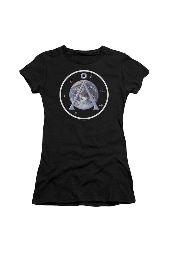 Sg1 - Earth Emblem - Juniors Teen Girls Cap Sleeve Shirt - Small