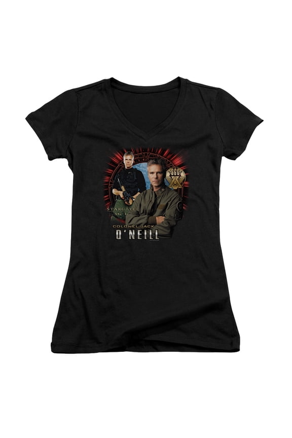 Sg1 Jack Oneill Junior Women's V-Neck T-Shirt Black