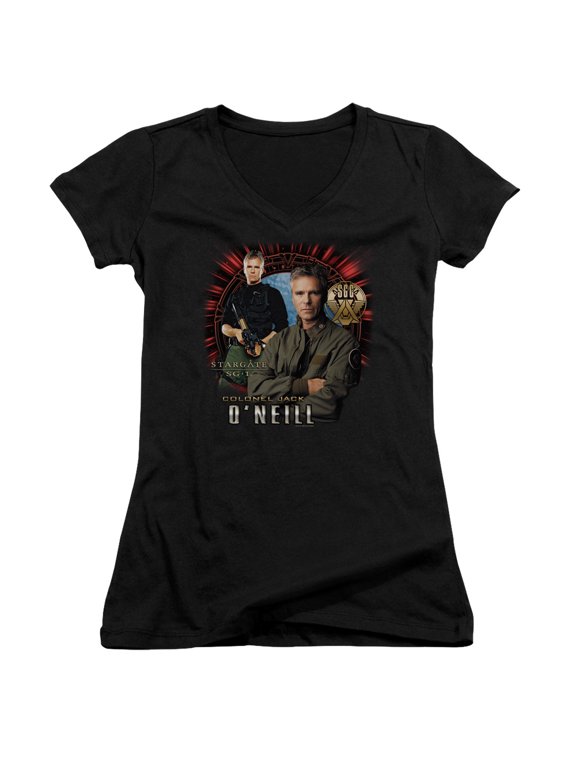 Sg1 Jack Oneill Junior Women's V-Neck T-Shirt Black