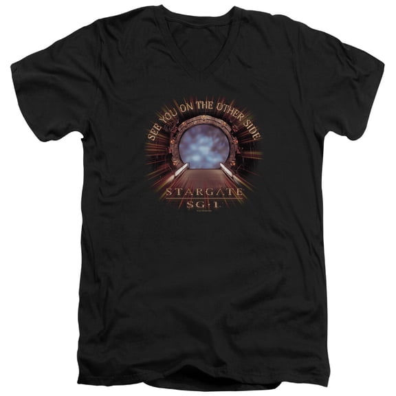 Sg1 Other Side Adult V-Neck T-Shirt Black