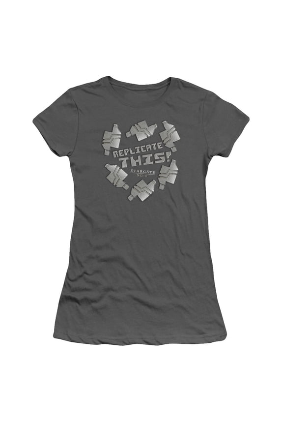 Sg1 Replicate This Junior Women's T-Shirt Sheer Charcoal