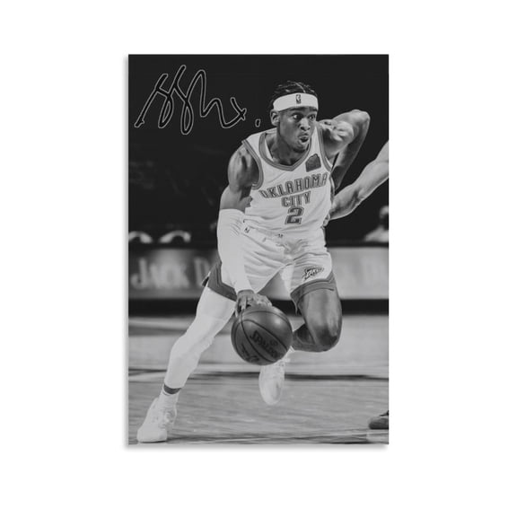 Sga Shai Gilgeous-alexander Retro Signed Posters Painting On Canvas Wall Art Poster Scroll Picture Print Living Room Walls Decor Home Posters 24x36inch(60x90cm)