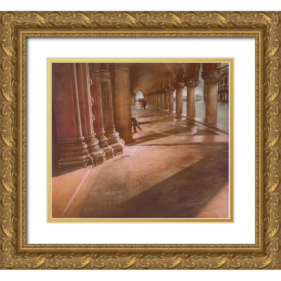 Sgarbossa, Antonio 13x12 Gold Ornate Wood Framed with Double Matting Museum Art Print Titled - ATTENDO A S.MARCO