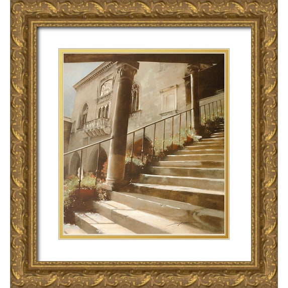 Sgarbossa, Antonio 26x29 Gold Ornate Wood Framed with Double Matting Museum Art Print Titled - DE FRONTE PIAZZA VECCIA