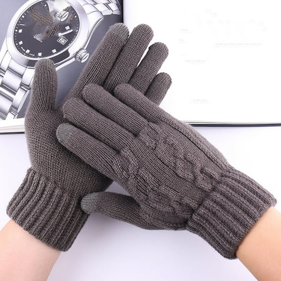 Sgcylowq Winter Warm Touchscreen Gloves Stretch Thick Kinitted Windproof Gloves for Men and Women
