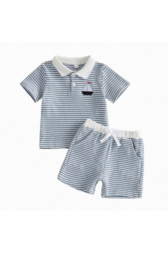 Baby Boy Outfit Trendy Embroidery Boys 2-Piece Short Sleeve Sets Knit T Shirt and Short Pants Loose Fit Tracksuit