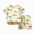 thumbnail image 1 of Sgkm Baby Boy Outfits Short Sleeved Trendy Clothes Graphic Tops and Shorts Comfortable 2 Pieces Sets for Summer Beige 18-24 Months, 1 of 4